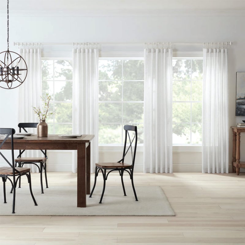 MODE Farmhouse Collection Beveled Curtain Clip Rings, Set of 14 Curtain Rings with Clips, Fits MODE Farmhouse Curtain Rod Sets, 1 3/4â€, Weathered White - Image 4